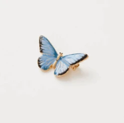 Fable England Enamel Blue Butterfly Brooch