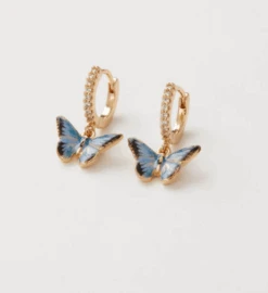 Fable England Enamel Blue Butterfly Earrings
