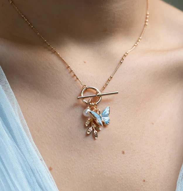 Fable England Enamel Blue Butterfly Necklace 3 Fable England Enamel Blue Butterfly Necklace - Image 3