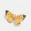 Fable England Enamel Butterfly Brooch Yellow