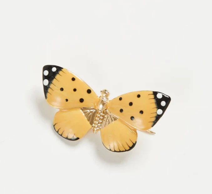 Fable England Enamel Butterfly Brooch Yellow 1 Fable England Enamel Butterfly Brooch Yellow