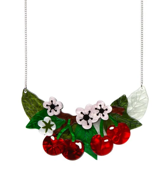 Erstwilder Botanical Fruit Blossoming Cherries Statement Necklace 1 Erstwilder Botanical Fruit Blossoming Cherries Statement Necklace