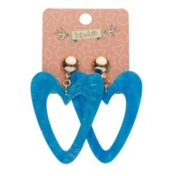 Erstwilder Pete Cromer Wildlife Textured Resin Heart Drop Earrings Aqua