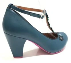 Cristofoli Lucille Petrol With Black Flowers 7 Cristofoli Lucille Petrol With Black Flowers -Fashion Shoes Store LucillePT3