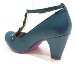 Cristofoli Lucille Petrol With Black Flowers 8 Cristofoli Lucille Petrol With Black Flowers -Fashion Shoes Store LucillePT4