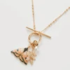 Fable England Enamel Moth And Leaf Charm Necklace
