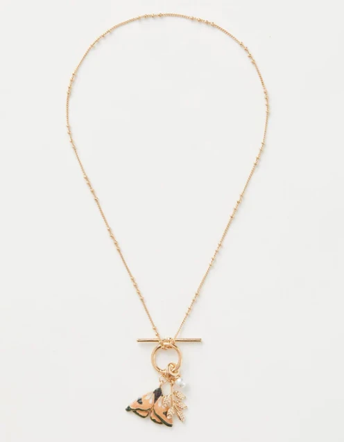 Fable England Enamel Moth And Leaf Charm Necklace 2 Fable England Enamel Moth And Leaf Charm Necklace - Image 2