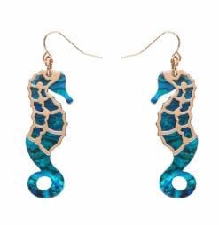 Erstwilder La Belle Epoque Seahorse Drop Earrings Blue