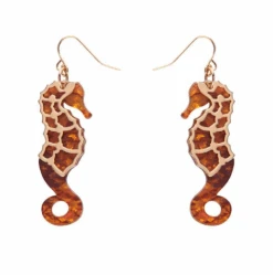 Erstwilder La Belle Epoque Seahorse Drop Earrings Orange