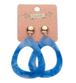 Erstwilder Pete Cromer Wildlife Textured Resin Tear Drop Earrings Blue