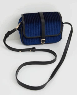 Fable England Vivianne Velvet Camera Bag Sapphire Blue