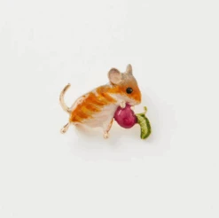 Fable England Enamel Vole Brooch